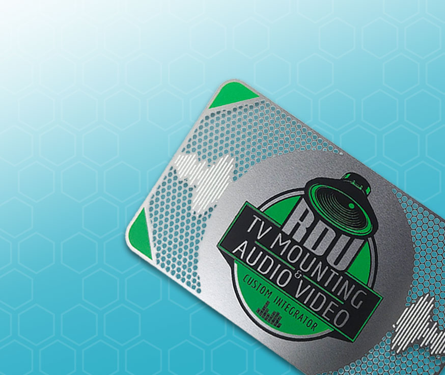 Cover image design for portfolio page with metal business card