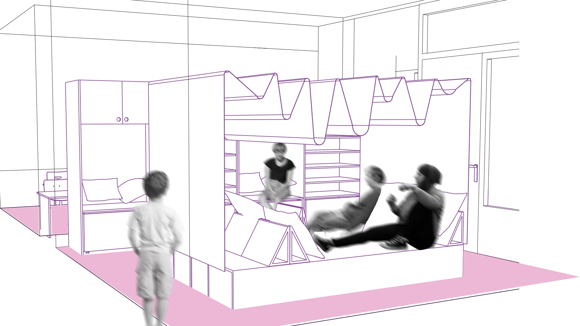 Konzept Visualisierung von Schulraum mit Leseecke