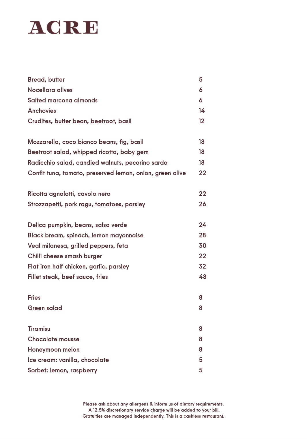 Acre — Lunch & Dinner