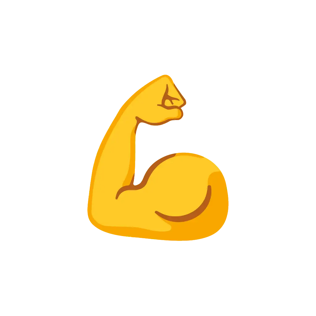 Animirani emoji napetog bicepsa mišićave ruke