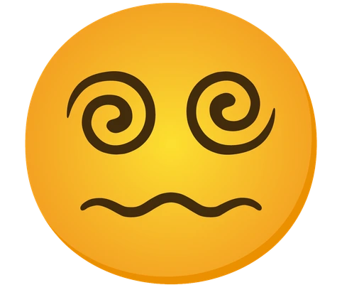 Ošamućeni emoji s valovitim ustima i spiralnim očima