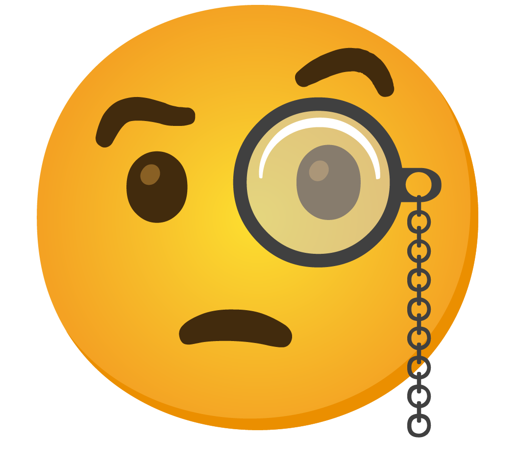 Emoji s monoklom i podignutom obrvom