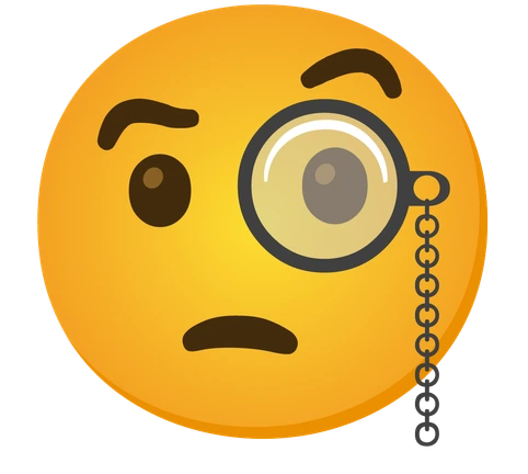 Emoji s monoklom i podignutom obrvom