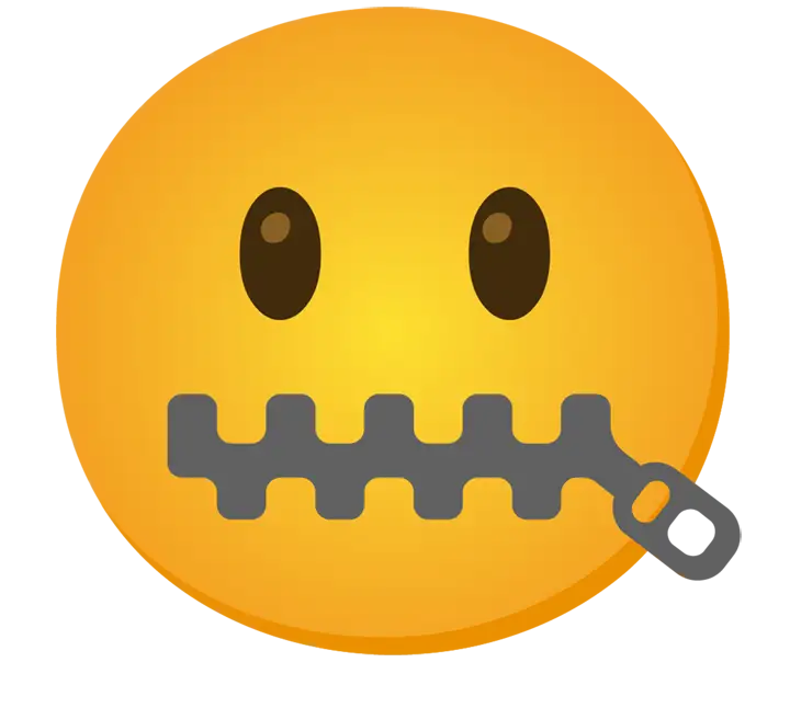 Emoji sa zatvaračem na ustima kao simbol protein hack savjeta za prehranu bez mesa