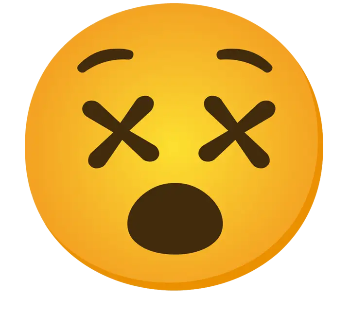 Emoji zbunjenog lica s prekriženim očima i otvorenim ustima