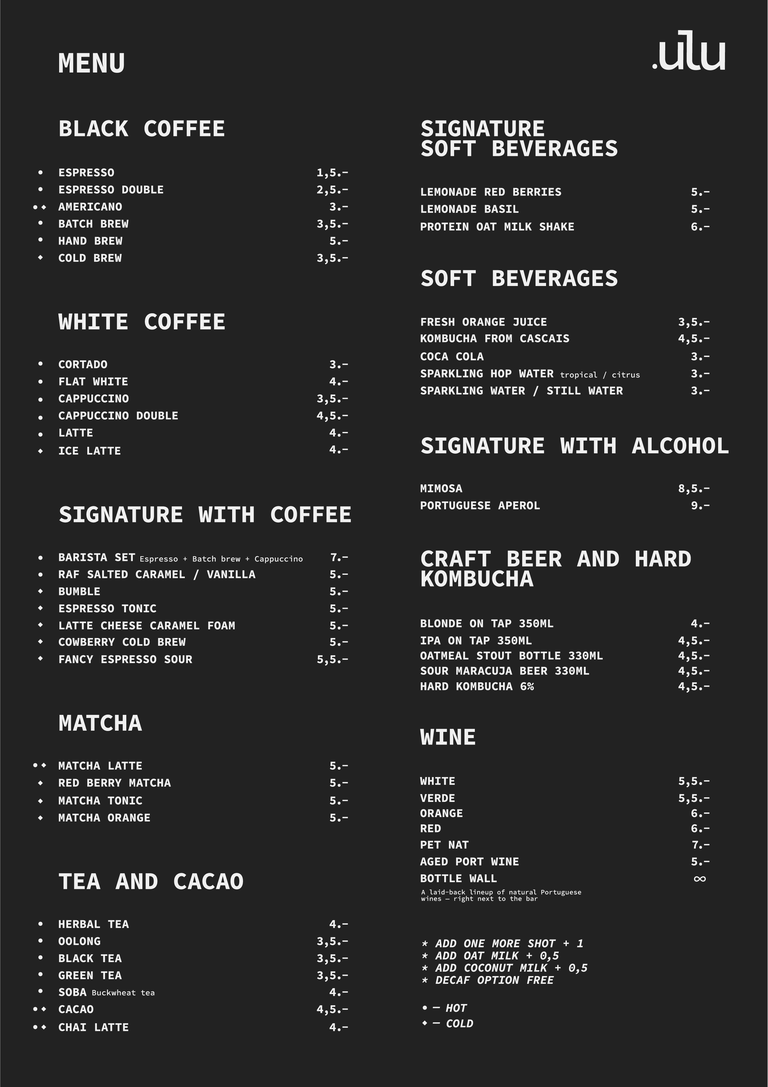 ULU — MENU